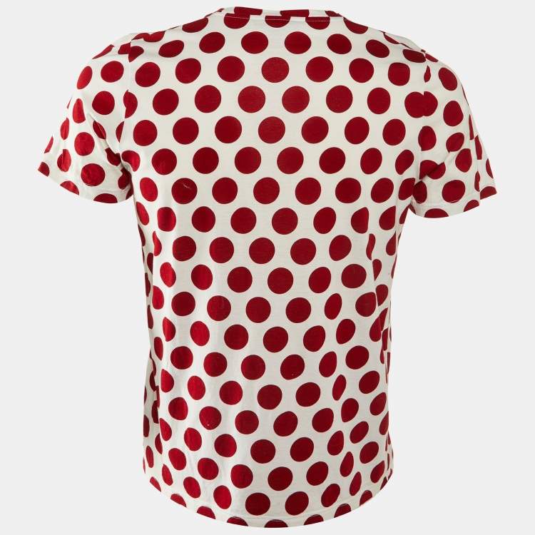Pre Owned Burberry Prorsum Red/White Large Polka Dot Print Cotton T-Shirt M