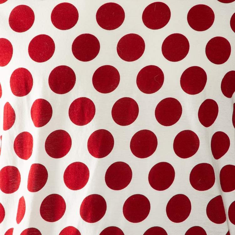 Pre Owned Burberry Prorsum Red/White Large Polka Dot Print Cotton T-Shirt M