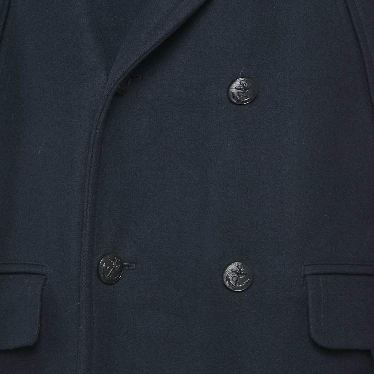 Pre Owned Burberry Prorsum Navy Wool Double Breasted Coat XL