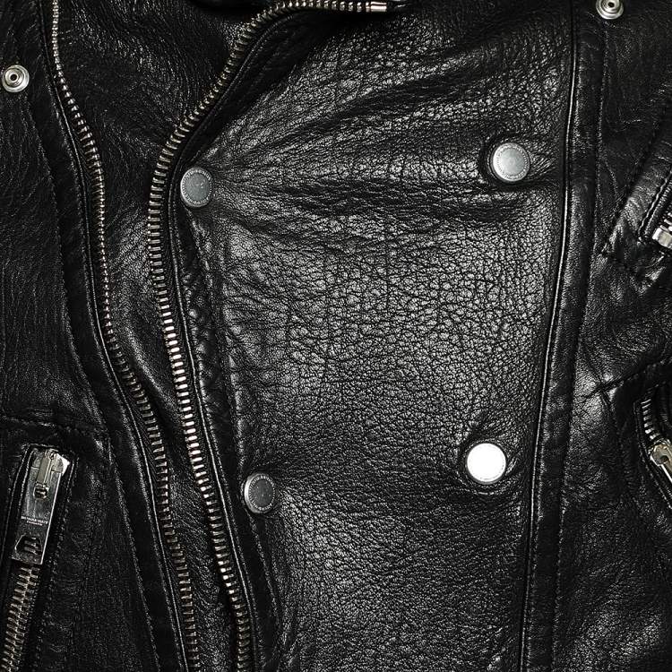 Pre Owned Burberry Prorsum Black Leather Biker Jacket M