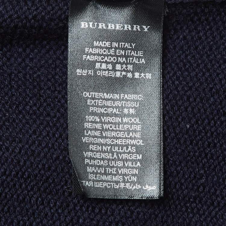 Pre Owned Burberry Prorsum Navy Blue Wool Boat Neck Sweater M