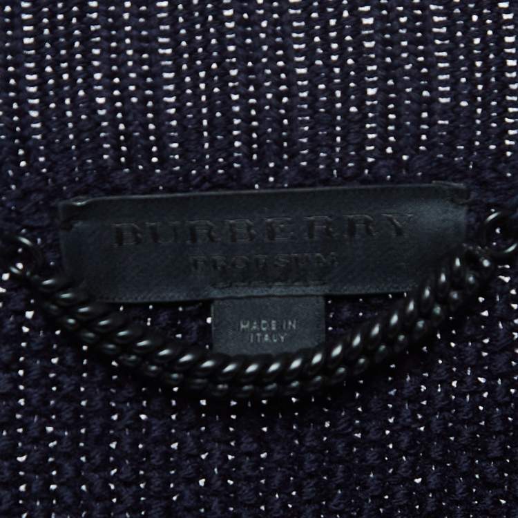 Pre Owned Burberry Prorsum Navy Blue Wool Boat Neck Sweater M