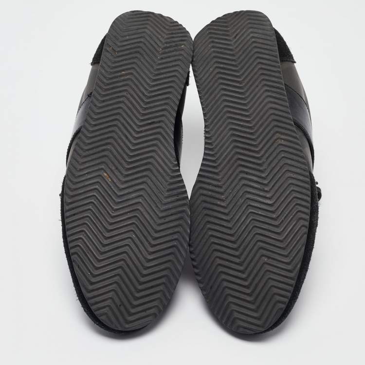 Pre Owned Burberry Prorsum Black Suede And Leather Slip On Sneakers Size 42