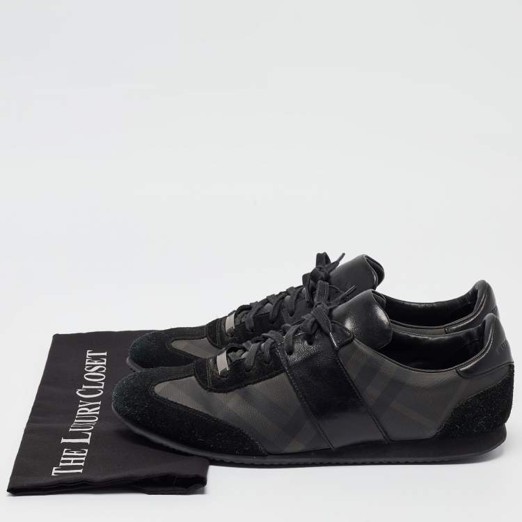 Pre Owned Burberry Prorsum Black Suede And Leather Slip On Sneakers Size 42