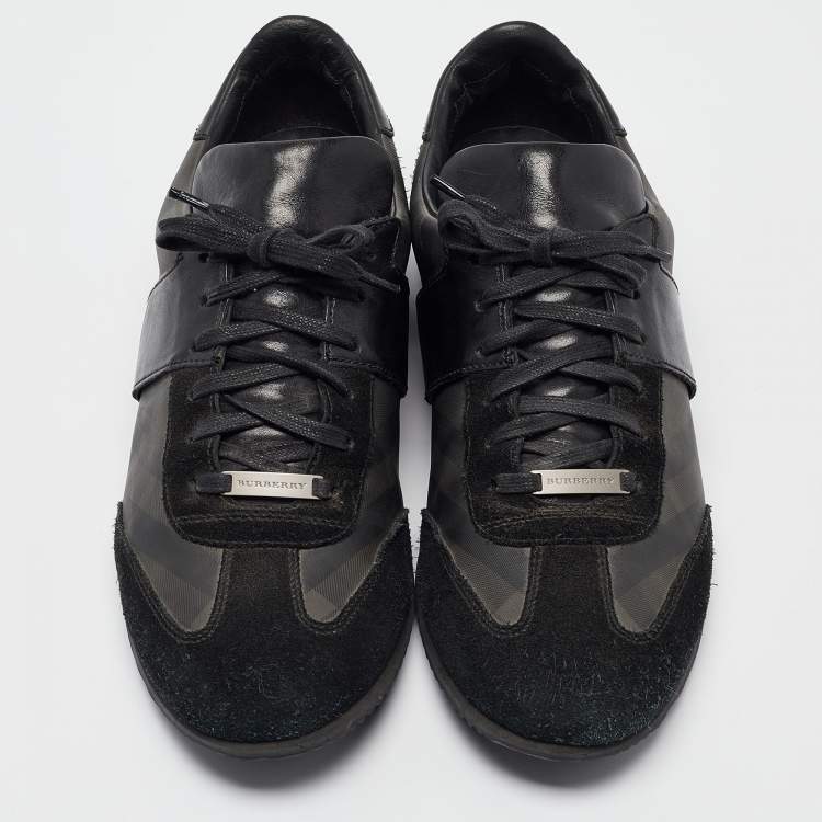 Pre Owned Burberry Prorsum Black Suede And Leather Slip On Sneakers Size 42