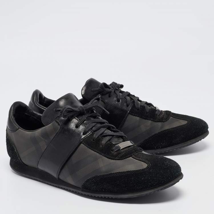 Pre Owned Burberry Prorsum Black Suede And Leather Slip On Sneakers Size 42