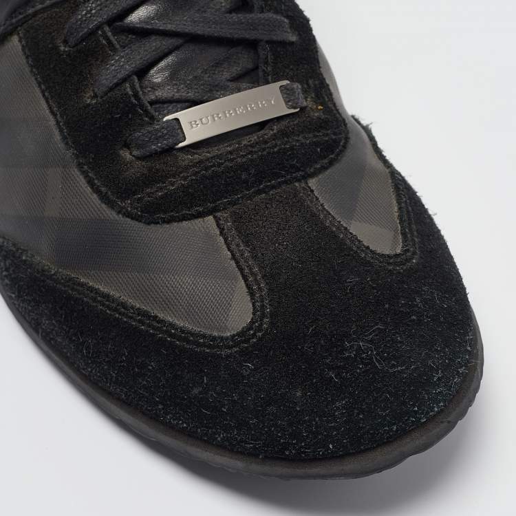 Pre Owned Burberry Prorsum Black Suede And Leather Slip On Sneakers Size 42