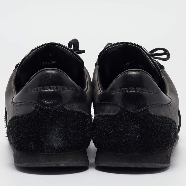 Pre Owned Burberry Prorsum Black Suede And Leather Slip On Sneakers Size 42