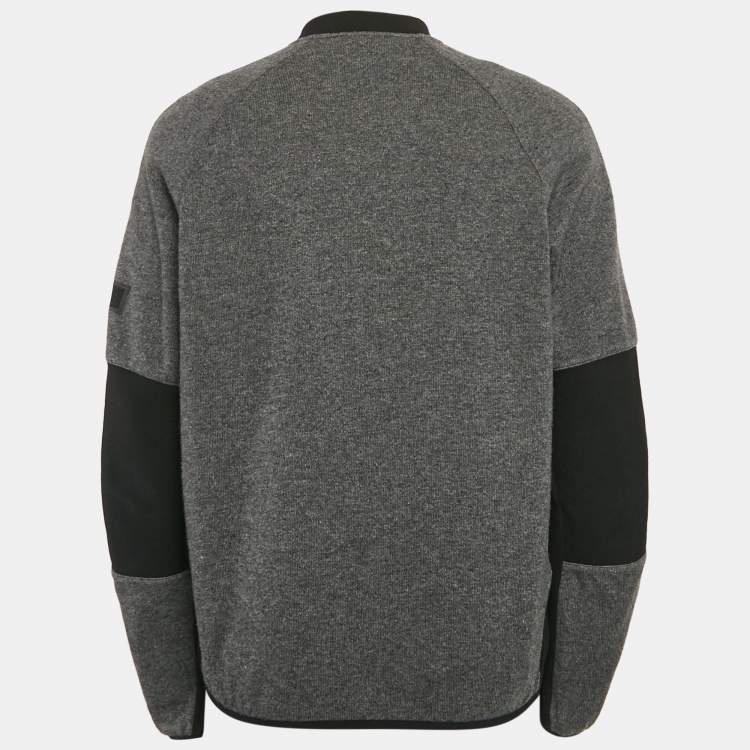 Pre Owned Burberry Sport Charcoal Grey Wool Knit Patch Detail Jacket XL