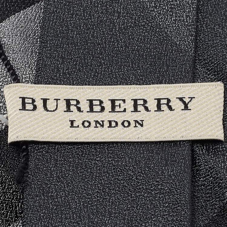 Pre Owned Burberry Grey Nova Check Silk Tie