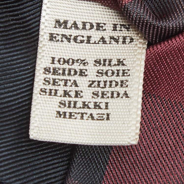 Pre Owned Burberry Burgundy House Checked Silk Slim Tie