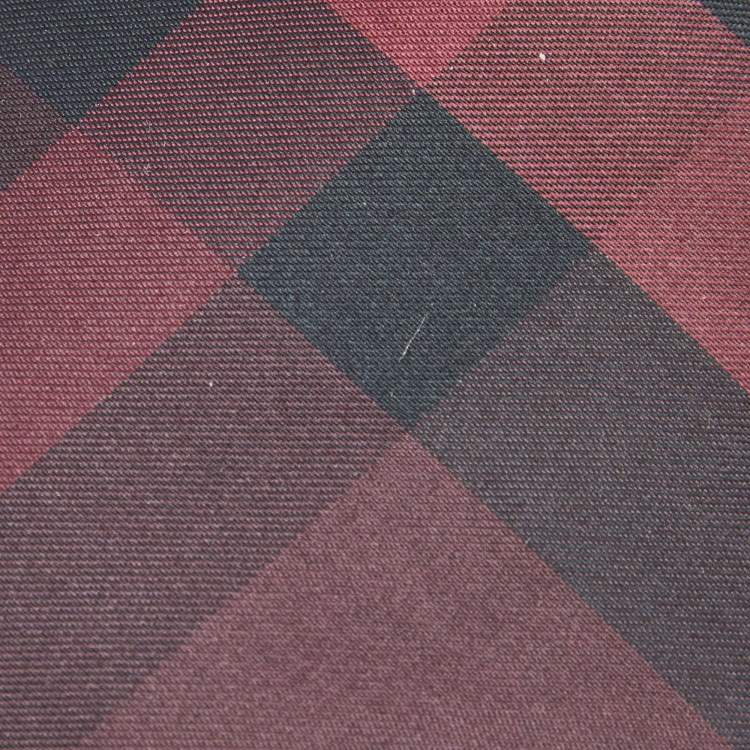 Pre Owned Burberry Burgundy House Checked Silk Slim Tie