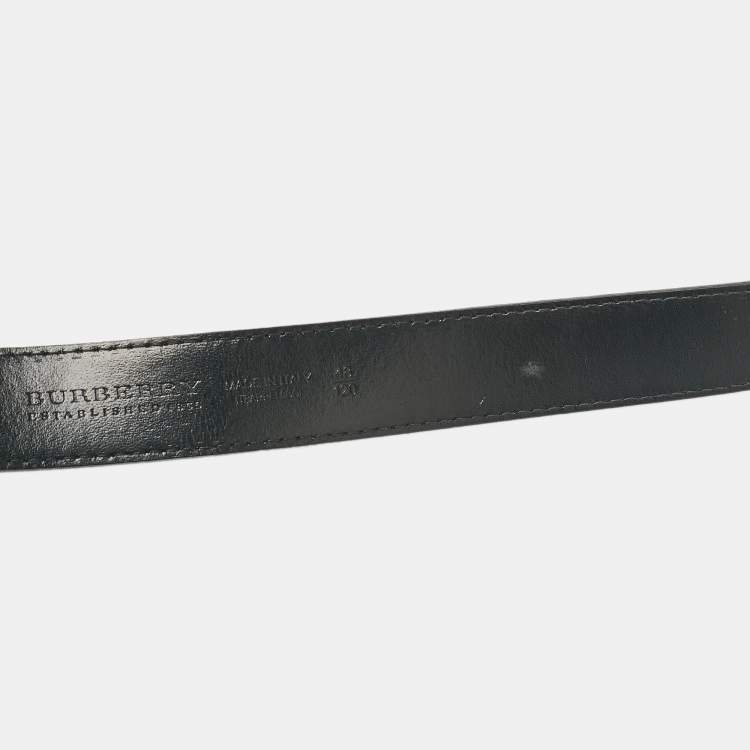 Pre Owned Burberry Black Glossy Leather Buckle Belt 120CM