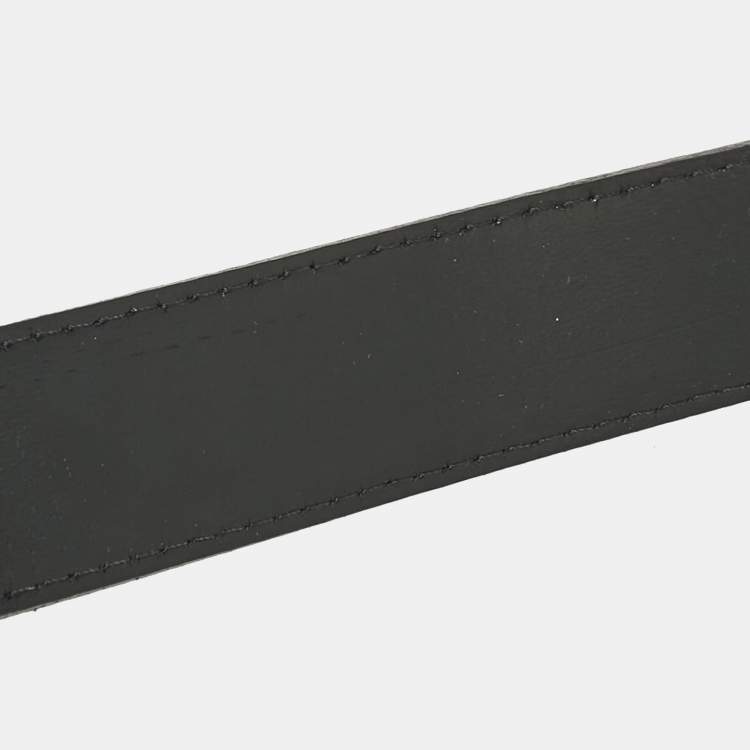 Pre Owned Burberry Black Glossy Leather Buckle Belt 120CM