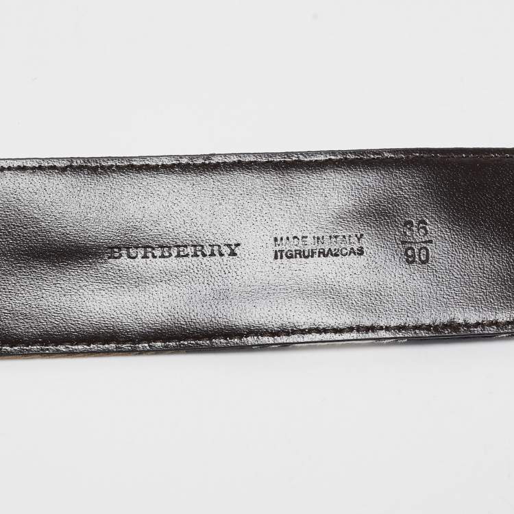 Pre Owned Burberry Brown/Beige Nova Check Canvas and Leather Buckle Belt 90CM