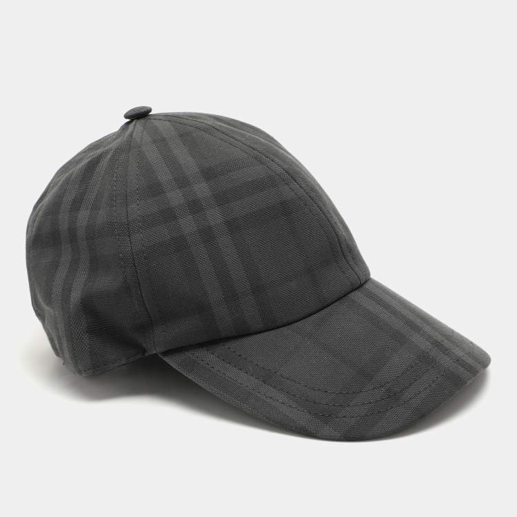 Pre Owned Burberry Grey Smoked Check Canvas Baseball Cap