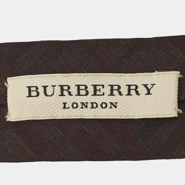 Pre Owned Burberry Burgundy Checks Wool & Silk Tie 