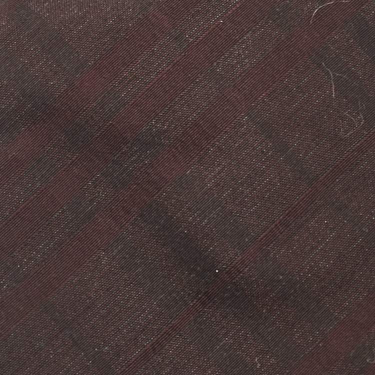 Pre Owned Burberry Burgundy Checks Wool & Silk Tie 