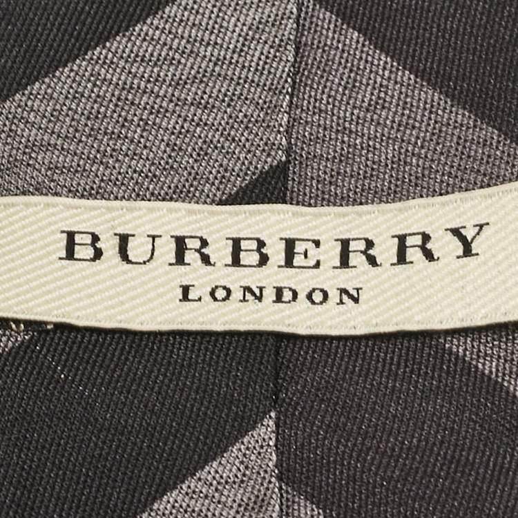 Pre Owned Burberry Grey Nova Check Silk Tie
