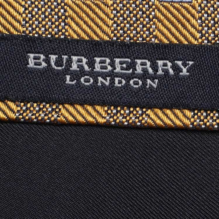 Pre Owned Burberry Yellow Diagonal Patterned Silk Tie 