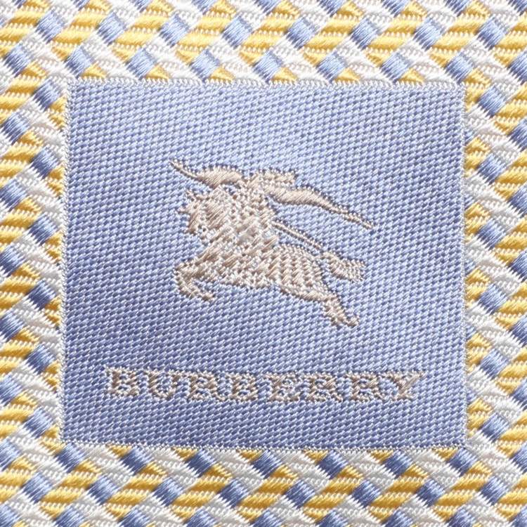 Pre Owned Burberry Yellow/Grey Micro Diamond Motif Silk Tie