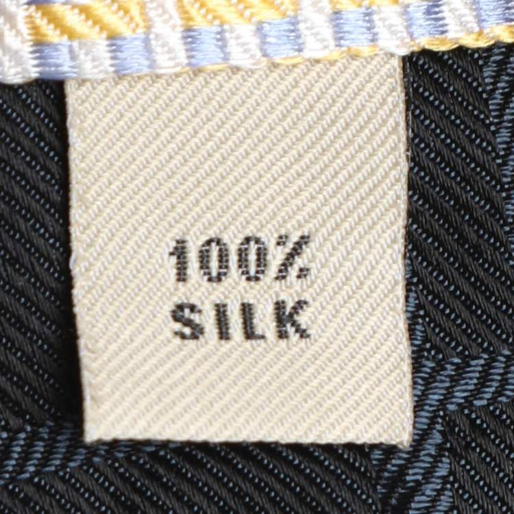 Pre Owned Burberry Yellow/Grey Micro Diamond Motif Silk Tie