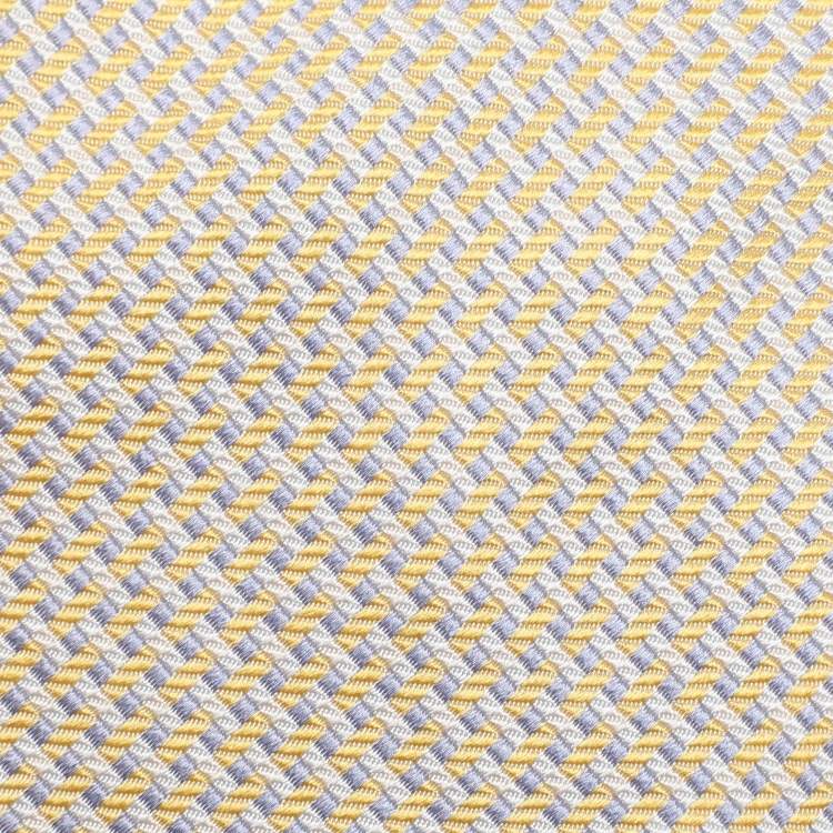 Pre Owned Burberry Yellow/Grey Micro Diamond Motif Silk Tie