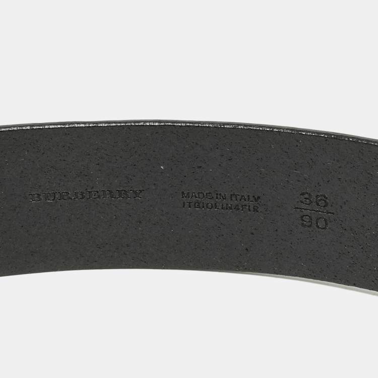 Pre Owned Burberry Black Leather Round Clasp Buckle Belt 90CM