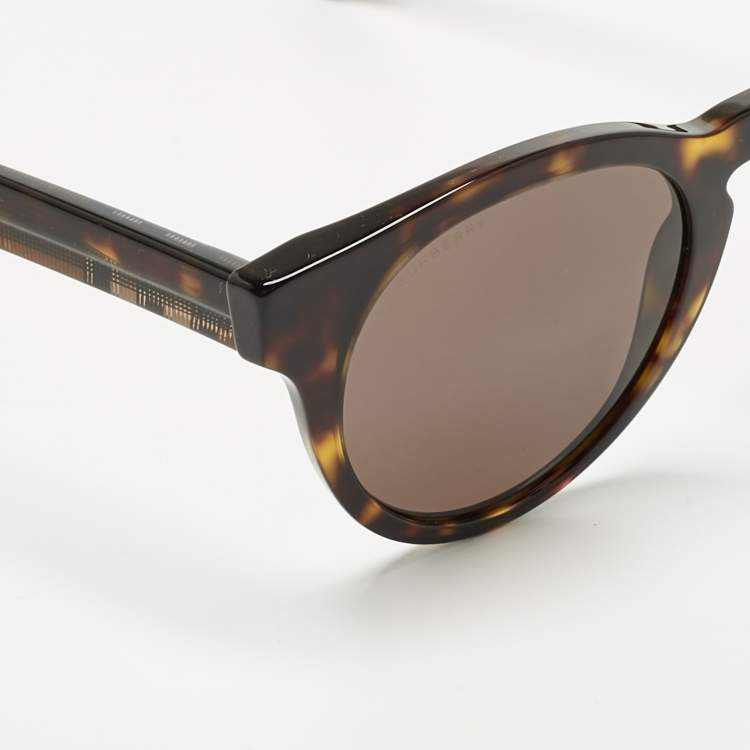 Pre Owned Burberry Brown Check B 4359 Frame Round Sunglasses