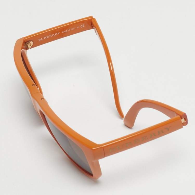 Pre Owned Burberry Orange/Brown B 4106 Folding Square Sunglasses
