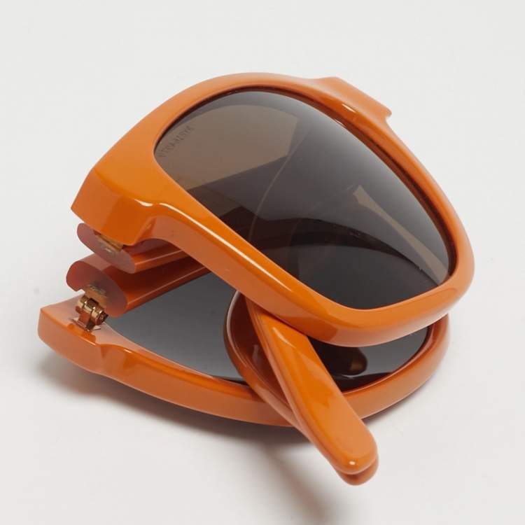 Pre Owned Burberry Orange/Brown B 4106 Folding Square Sunglasses