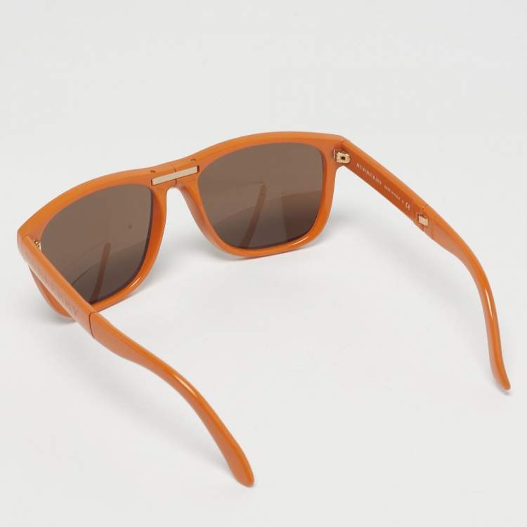 Pre Owned Burberry Orange/Brown B 4106 Folding Square Sunglasses