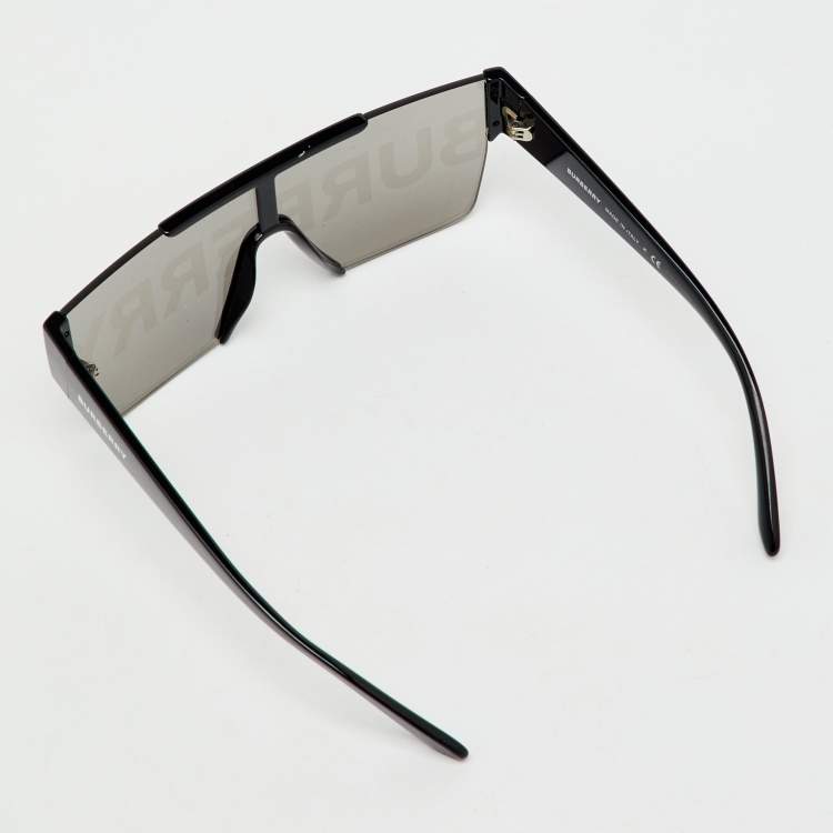 مملوكة مسبقًا نظارة شمسية بربري BE4291 مستطيلة بشعار سوداء/رمادية