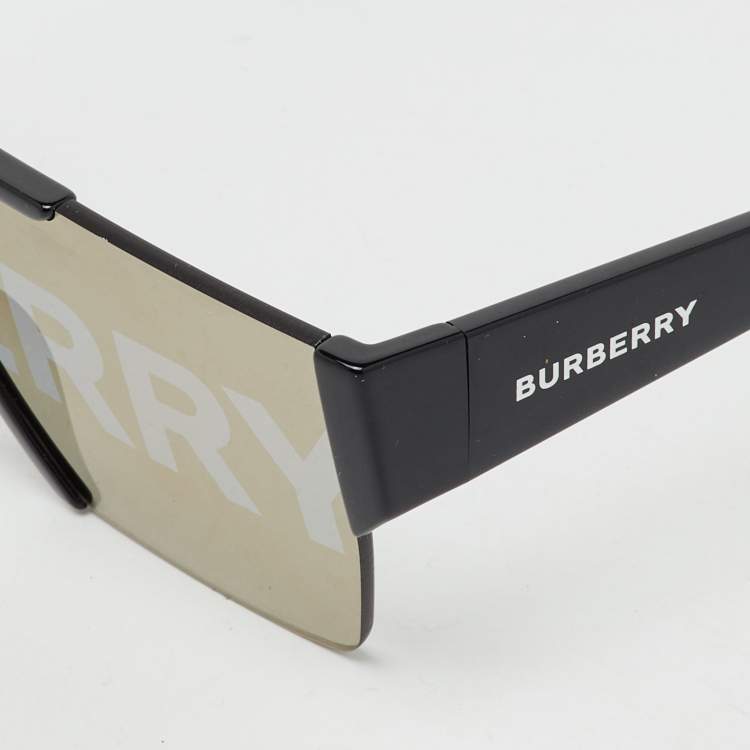 مملوكة مسبقًا نظارة شمسية بربري BE4291 مستطيلة بشعار سوداء/رمادية
