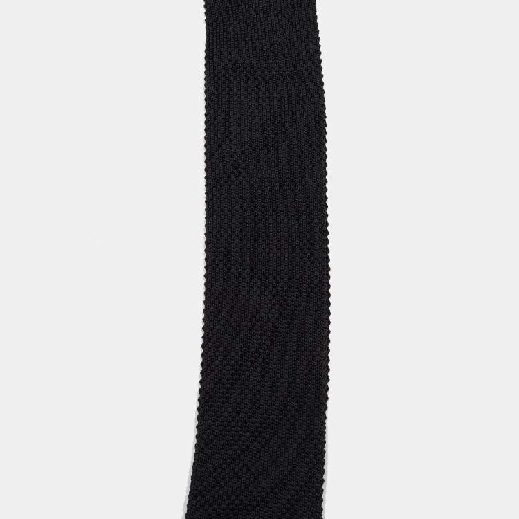 Pre Owned Burberry Black Silk Knit Skinny Tie