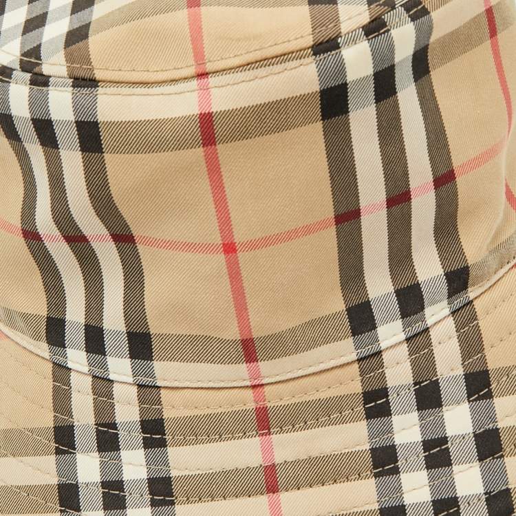 Pre Owned Burberry Beige Vintage Check Bucket Hat M