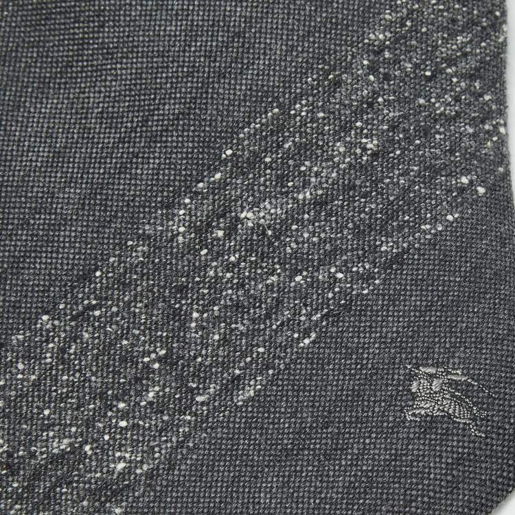 Pre Owned Burberry Grey Diagonal Stripe Jacquard Tie 