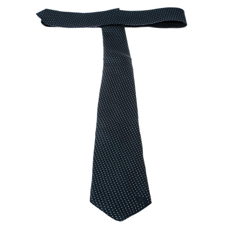 Pre Owned Burberry London Blue Triangle and Dot Pattern Silk Jacquard Tie