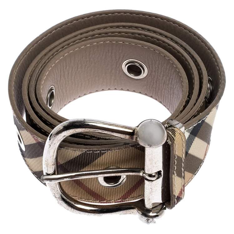Pre Owned Burberry Beige Nova Check Coated Canvas Buckle Belt 100CM