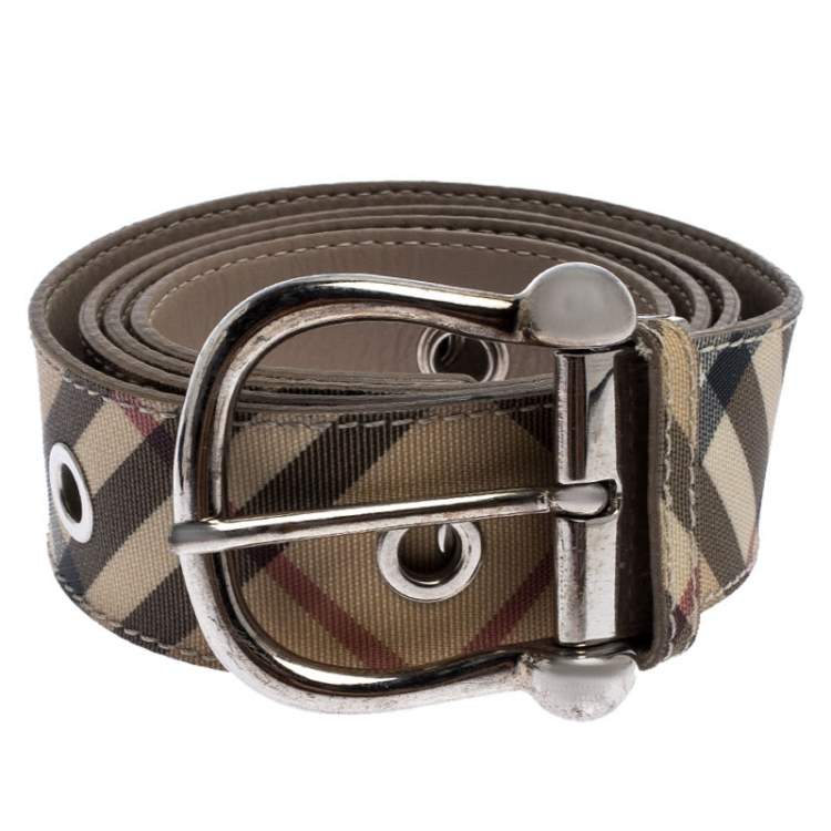 Pre Owned Burberry Beige Nova Check Coated Canvas Buckle Belt 100CM