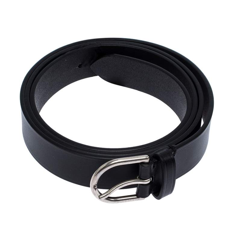 Pre Owned Burberry Black Leather Alex Buckle Belt 100CM