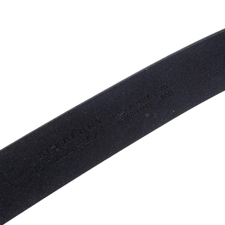 Pre Owned Burberry Black Leather Alex Buckle Belt 100CM