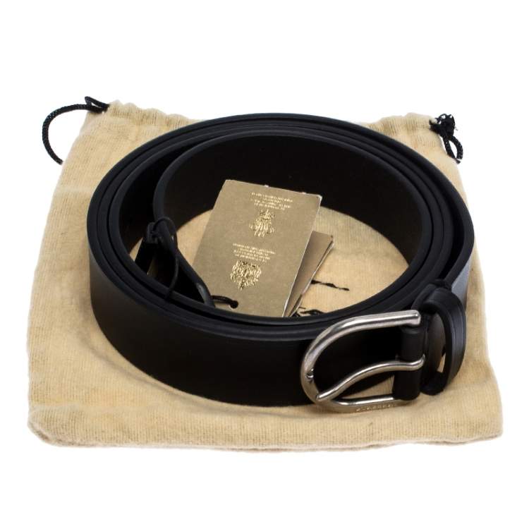 Pre Owned Burberry Black Leather Alex Buckle Belt 100CM