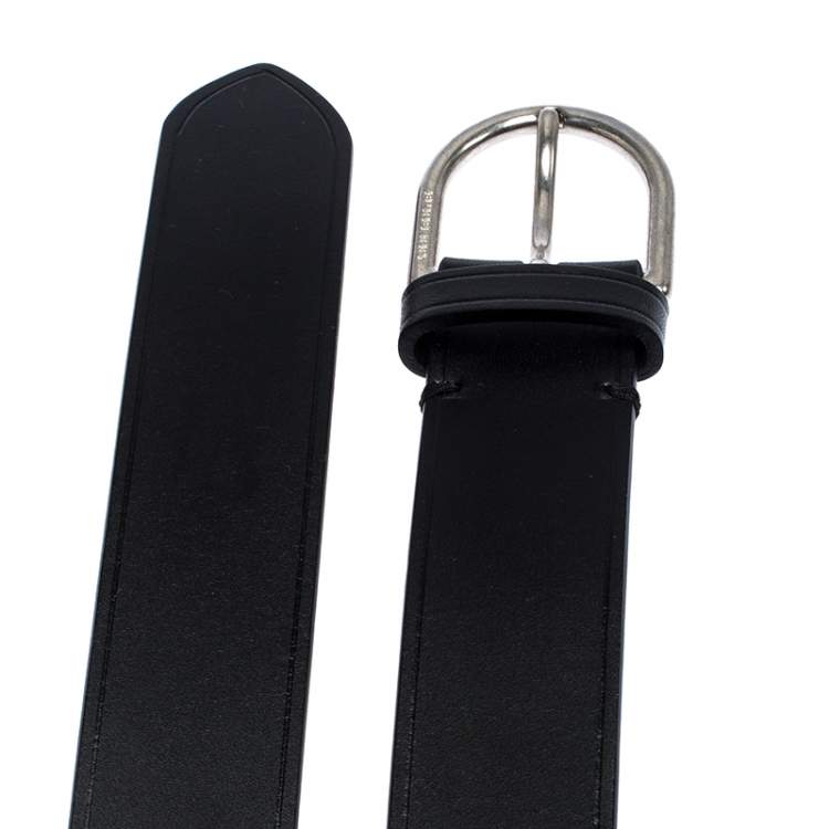Pre Owned Burberry Black Leather Alex Buckle Belt 100CM