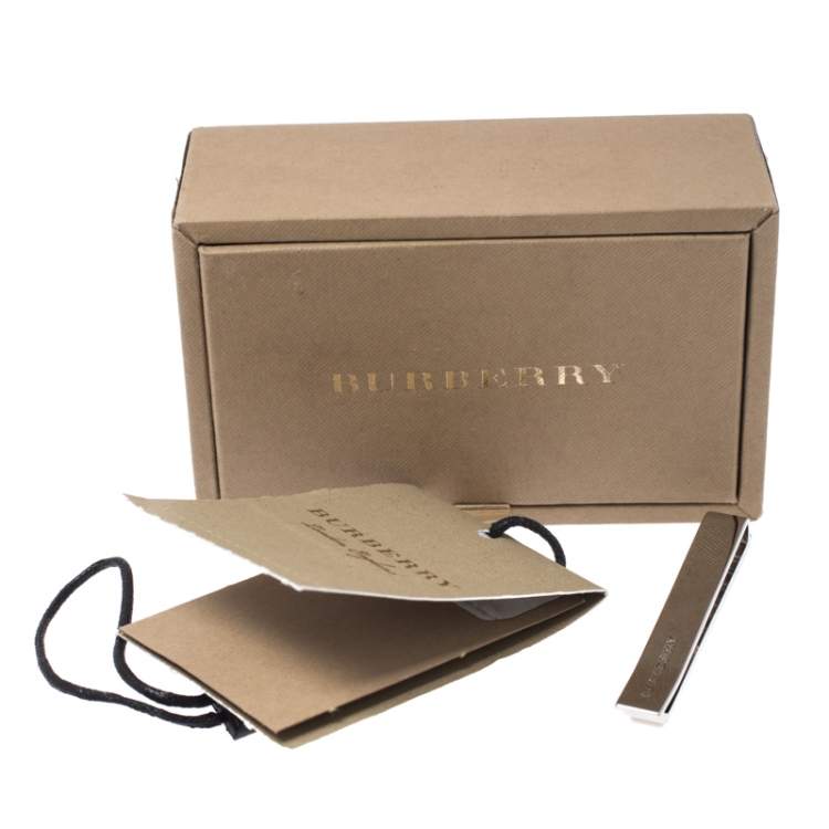 Pre Owned Burberry Silver Tone Mother of Pearl Inlay Tie Bar