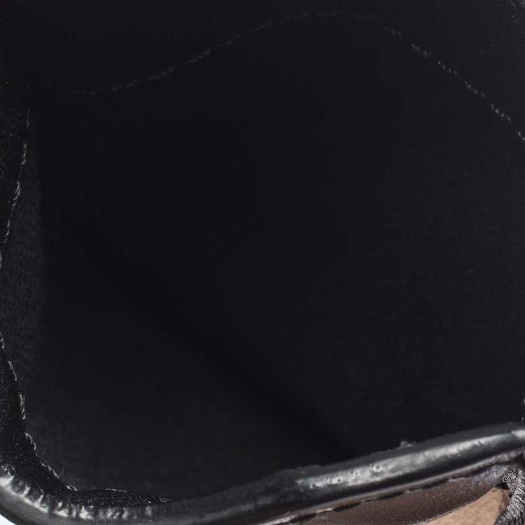 Pre Owned Burberry Balck/Beige House Check Canvas and Leather Phone Pouch