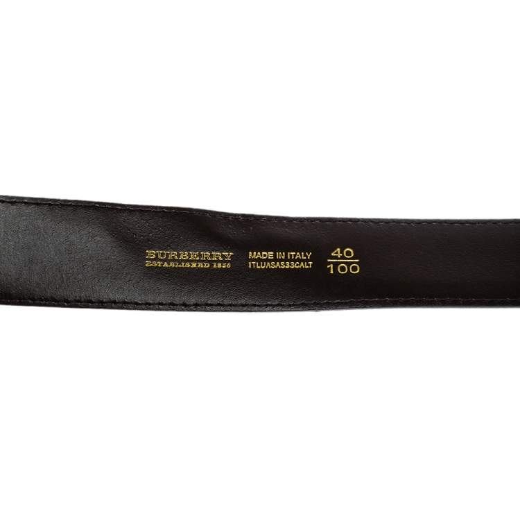 Pre Owned Burberry Beige Haymarket Check PVC Logo Plaque Belt 100CM