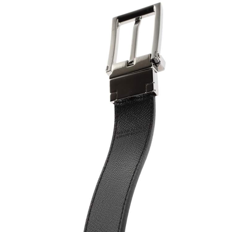Pre Owned Burberry Orange/Black Leather Reversible Buckle Belt 100CM
