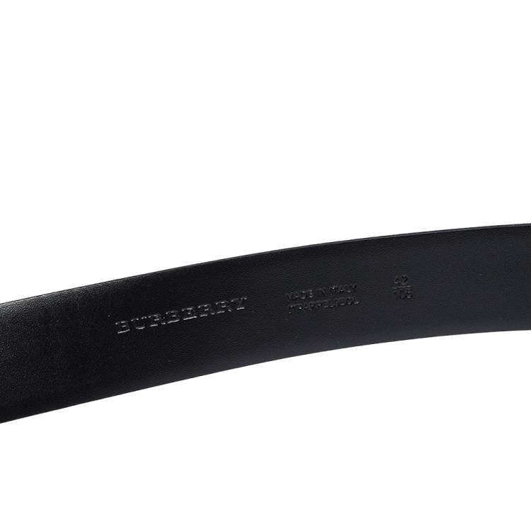 Pre Owned Burberry Black Leather Dean Buckle Belt 105CM