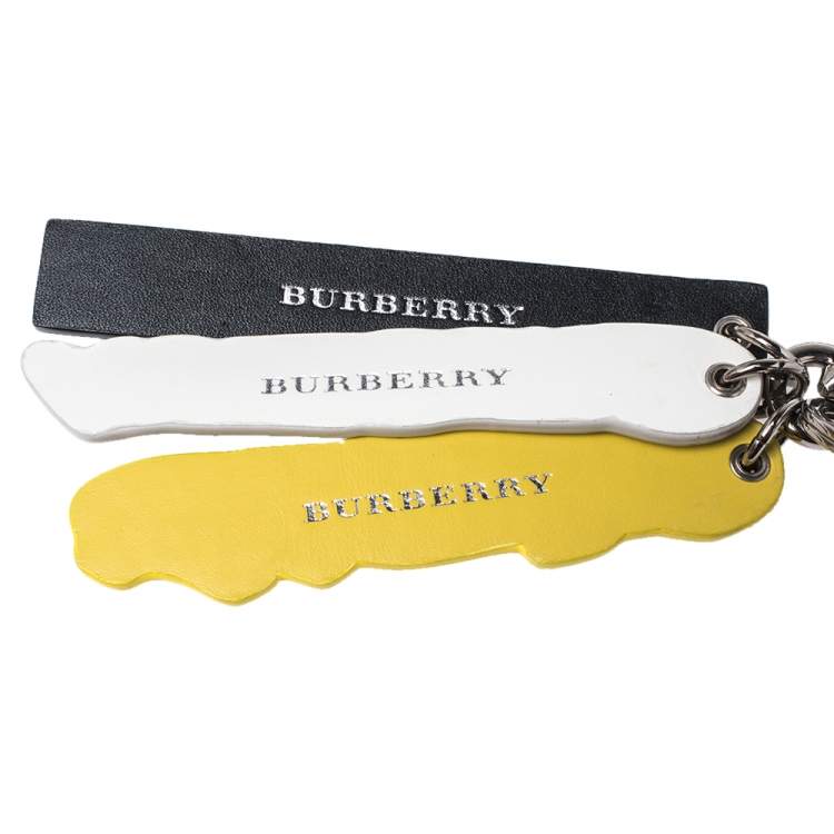 Pre Owned Burberry Multicolor Leather Script Collage Key Charm
